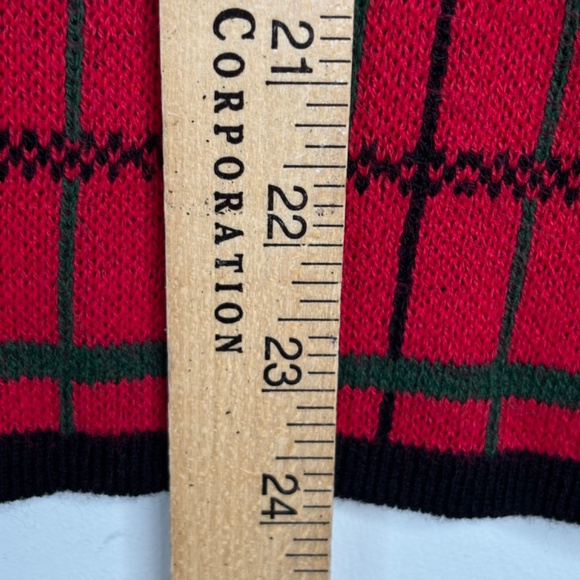 VTG Christmas Sweater Vest 1X Croft & Barrow Embroidered Floral Poinsettia Plaid - Picture 6 of 8
